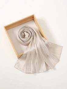 1件套阿巴雅配饰，基础款女士纯色丝绸岛屿优雅柔软头巾，光泽亮丽，风格保守，阿拉伯休闲长围巾，适合日常佩戴，柔软头巾，遮面服饰，连衣裙