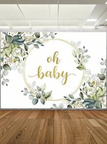 1pc Newborn Shower Photography Backdrops Watercolor Gold Green Eucalyptus Leaves Photo Background 59.1*39.4/82.7*59.1/106.3*70.9 Inches Sons Daughters Birthday Party Banner Indoor Outdoor Wedding Decoration Supplies