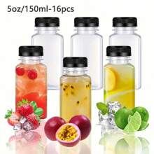 6 Packs 13.6 OZ (400 Ml) Clear PET Plastic Juice Bottles With Black Lids- Plastic Smoothie Bottles Ideal For Juice, Milk And Other Beverage,Empty Plastic Juice Bottles With Leak-Proof Caps Clear Water Bottle, For Outdoor, Camping