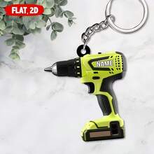 1pc Personalized Acrylic Electric Drill Design Keychain, Gift For Father (Customizable Name) - Multicolor - View 7