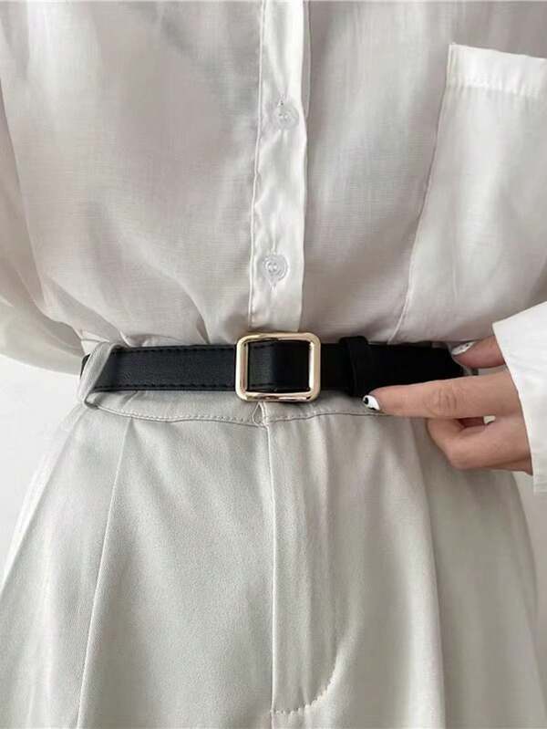 1 pièce Ceinture pour femmes Nouvelle ceinture marron rétro simple et décorative pour jeans. Ceinture fine pour un port quotidien, été, école, automne, Halloween