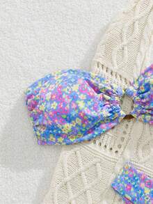 性感欧美碎花比基尼，波西米亚结镶嵌撞色饰边 - 印花 - 查看 4