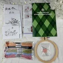 A Set Of Lace Embroidered Jeans Pocket Decoration Set, DIY Mixed-Color Fabric Craft Set With Calico, English Manual, Sewing Needle, Thread - All-Season Flower-Themed Decoration Set