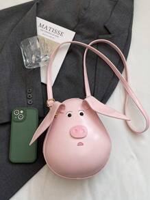 Women Cute Cartoon Pig Shoulder Bag, Fashion Personalized Daily Crossbody Messenger Bag Suitable For Casual, Shopping, Dating, Party