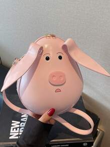Women Cute Cartoon Pig Shoulder Bag, Fashion Personalized Daily Crossbody Messenger Bag Suitable For Casual, Shopping, Dating, Party