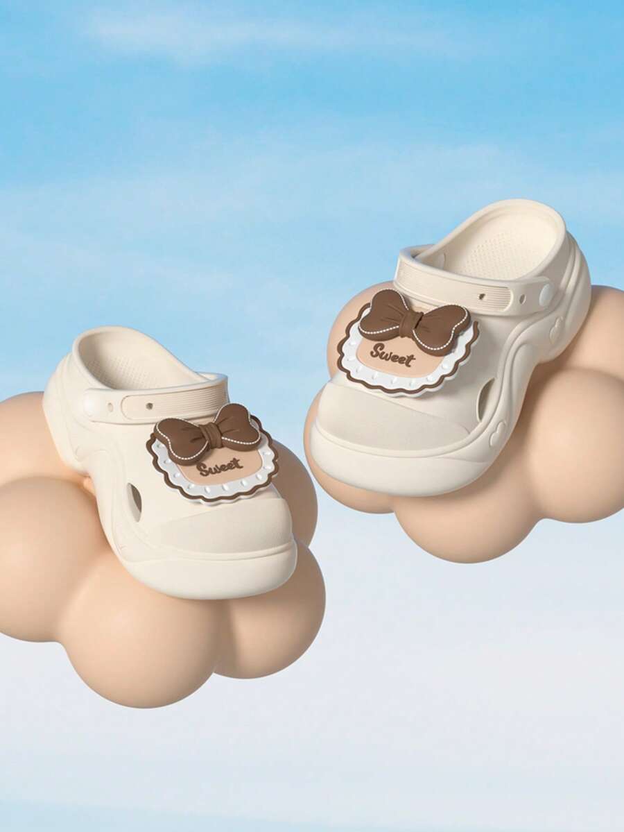 Women's EVA Solid Color Thick Sole Anti-Slip Slip-On Convertible Design Flat Casual Travel Breathable Sandals, Suitable For Spring/Summer - Beige - View 1