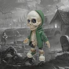 1pc Halloween Gothic Skeleton Dwarf Statue Figurine Resin Ornaments, Holiday Decorations And Gifts For Home Indoor Garden Yard Outdoor Decoration