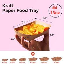 50Pcs/Pack Brown Kraft Paper Food Trays - Heavy-Duty Disposable Food Boats For Fries Nachos Hot Dog Taco BBQ Party Picnic Wedding - Multicolor - View 9