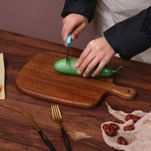 1pc Rosewood Cutting Board - Wooden Kitchen Chopping Board, Stylish Long Handle, Solid Wood, For Meat, Cheese, Bread, Vegetables And Fruits - Charcuterie Board Cheese Serving Platter, Perfect For Food Slicing And Display, Portable Camping Cutting Board, Essential For Modern Country Kitchen. Mother's Day Gift, Wedding Season Kitchen Supplies, Christmas Gift. - Wood Color - View 9