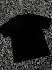 Men's Vintage Red Upside Down Bat & Graffiti Print Slim Fit Short Sleeve Letter T-Shirt, Suitable As Gift For Friends, Spring/Summer