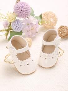1 Pair Solid Color Soft Rubber Sole Princess Flats For Babies 0-1 Year Old, Spring/Autumn