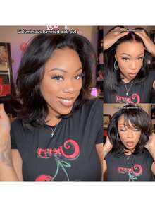 Yaki 直发鲍勃假发真人发预剪透明蕾丝告别结无胶假发真人发拉上即走预漂白隐形结 13x4 蕾丝前假发蕾丝鲍勃混合发 8-16 英寸（混合假发 - 混合人发和合成发）假发人发混合发/女士人发混合发假发/人发混合蕾丝前假发/无胶假发/漂白结/蕾丝假发/化装派对/万圣节 - SNatural - 查看 6