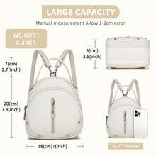 Mini Backpack For Women, PU Leather 3-In-1 Small Handbag Crossbody Shoulder Bag With Adjustable Straps, Top Handle, Multi-Pocket Design For Daily Use, Work, School, Travel Or As A Gift - Beige - View 5