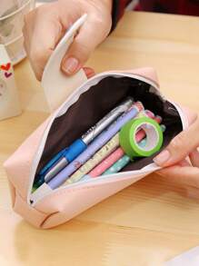 1 PIEZA Bolsa de lápices simple BW82 con capacidad grande, de estilo fresco y sencillo con barba de PU para estudiantes. Personalización de texto y foto, útiles escolares, regalos para maestros, para universidad, colegas, dormitorios, adolescentes, estudiantes de secundaria y universidad.