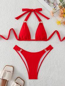Women's Sexy Red Micro Bikini Set - Red - View 1