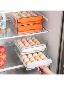 Refrigerator Drawer Egg Storage Box, Plastic Fridge Egg Organizer, 2-Layer Kitchen Egg Box - Double Layer Storage - View 2