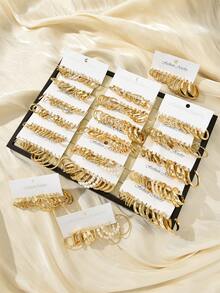 Random 108/48/36/16pcs Vintage Elegant Minimalist Geometric Multi-Element Heart Faux Pearl Earring Set, Personalized Basic Jewelry For Women, Suitable For Daily, Birthday, Travel, Party, Casual Date, Mother's Day Fashion Gift (Random Delivery)