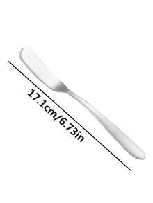 2pcs Stainless Steel Round Head Long Handle Jam, Butter, Cheese Knives For Home & Kitchen - Silver - View 2