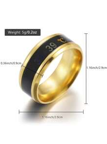 1 pieza Anillo de temperatura inteligente y elegante de acero inoxidable con cambio de color sensible a la temperatura, anillo de estado de ánimo dinámico, joya de regalo para Navidad y San Valentín para hombres y mujeres
