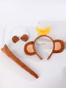 Faixa de Cabelo com Orelhas de Macaco Banana Fofa, Presilha de Cabelo em Formato de Macaco Cartoon, Lavagem Facial, Super Fofa e Engraçada, Acessório de Cabelo