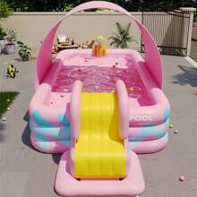 Piscina inflável de 1 peça, piscina dobrável para casa/quintal, piscina de praia ao ar livre, piscina de banho interna, disponível em rosa e azul