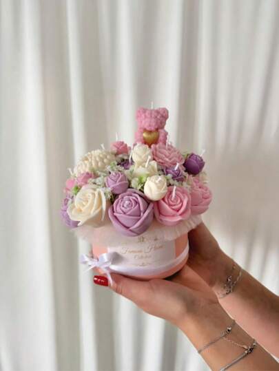 Set de 5 moldes de silicona con diseños de capullos de rosa y oso de peluche, adecuados para hacer velas, jabones y manualidades de arcilla. Un regalo perfecto para la novia, los jóvenes y la familia, ideal para Pascua, San Valentín, cumpleaños y decoración del hogar