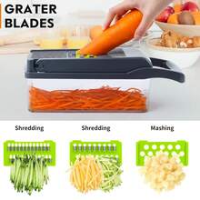 16-In-1 Vegetable Chopper, Professional Onion Chopper, Multifunctional Food Chopper, Kitchen Vegetable Slicer And Dicer, Vegetable Chopper With 8 Blades, Carrot Chopper With Container,The Perfect Halloween Gift. - 16PCS - View 5