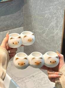 1pc Ceramic Cat Toothbrush Holder, Cute Siamese Cat Electric Toothbrush Stand Organizer, Couple Toothpaste Placement Bathroom Countertop Base Stand, Home Bathroom Decor, Bathroom Storage, Toothbrush Holder, Gift Fall Decor Back To School