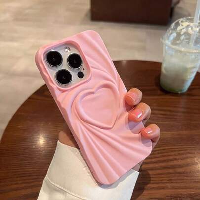 极简主义黑色哑光 3D 心形手机壳适用于 17 Pro Max/17/17 Air、16 Pro Max/16/16 Pro/16 Plus、15/15 Pro Max/15 Pro、11/12/13/11 Pro/11 Pro Max/12 Pro/12 Pro Max/13 Pro Max/14 Pro/14 Pro Max、XS/XR，创意独特设计