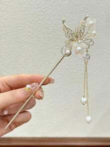 1/2/3/6件套新款中式发夹组合，法式简约休闲时尚复古优雅锌合金材质汉服发饰，新款中式发髻夹，流苏发簪，中式服饰头饰，高端品质，情人节、上学、发饰的完美礼物