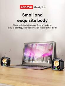 Lenovo 联想 A02 双扬声器台式迷你双扬声器，带低音炮、环绕声、RGB 灯光效果、有线和无线模式，用于 USB/3.5 毫米连接，台式电脑扬声器 - A02雙音箱 - 查看 3