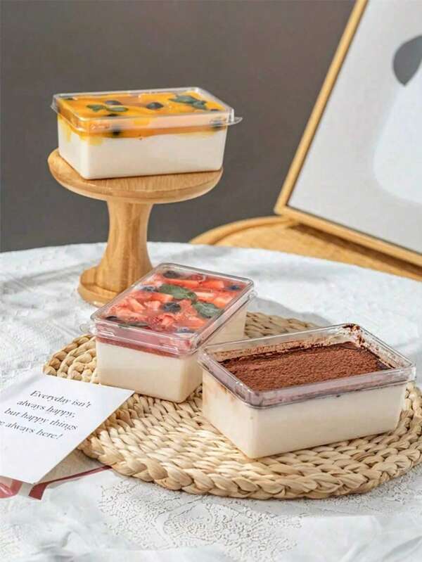 10/20/30 Stücke Tiramisu Verpackungsbox, transparente Tausend-Schichten Sojamilchbox für Backwaren, Desserts, Mousse-Kuchen ohne Aufkleber