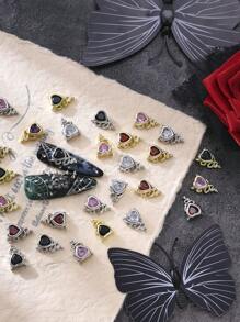 8 Stücke mehrfarbige Gothic Stil 3D Teufelsherz Strass Nail Art Dekorationen, mit Kupfer Zirkonia besetzt, Y2K Metallic Charm, DIY Salon Kunstbedarf, Nagelschmuck, Nagel-Accessoires, Fake Nagel Deko