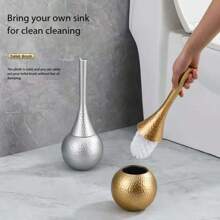 Cepillo de inodoro de lujo, a prueba de agua, en color dorado - Diseño ergonómico de mango largo para la limpieza del baño, higiene del baño, limpieza profunda, uso diario, calidad hotelera, base a prueba de salpicaduras y alcance de 360°. (Moderno, elegante, fácil de limpiar)