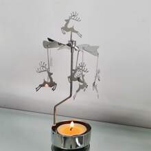 Custom Elegant Reindeer Rotate Candlestick Metal Plated Christmas Deer Tealight Candle Holder Rotary