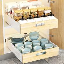 Carbon Steel Pull-Out Drawers, Pull-Out Cabinet Shelves, Bottom-Mounted Pull-Out Storage Shelves For Kitchen Cabinets, Bathrooms, Vanities, Pantry - white 40cm - 查看 1