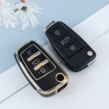 1个全新TPU汽车钥匙扣保护套，带钥匙链，适用于奥迪A3、A6、C5、C6、Q3、Q2、Q7、TT、TTS、R8、S3、S6、RS3、RS6、A4，保护配件，优雅高端钥匙扣，女士适用 - 羅馬數字扣 - 查看 6