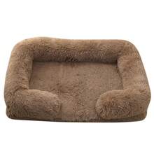 Square Dog Bed Plush Pet Bed Winter Thickened Pad House For Dogs Bed Cat Sofa For Flyffy Dogs Sleeping Bed Sofa Removable Mat - 粉色 - 查看 7