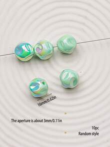 [10 颗彩虹扭珠] 随机款式彩色亚克力多面扭珠，16 毫米，彩虹色，乳白色，糖果色 DIY 珠宝制作用品，适用于手机吊饰、手链、项链 - 串珠套件 - 彩色 - 查看 8