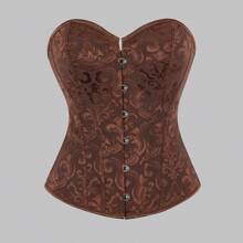 1 szt. Gorset damski w stylu pałacowym, klasyczny jednolity kolor żakardowy gorset z sznurowanym pasem, wzmacniający kształtowanie, można nosić jako odzież wierzchnią na wesele i imprezę