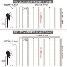 8pcs Meteor Tube LED String Lights, 30cm & 50cm Options, Warm White, White, Color, Blue For Outdoor Decoration, Suitable For Christmas Tree, Holiday, Garden, Patio, Porch