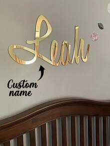 1 buc., decorațiune acrilică cu nume personalizată, cu finisaj elegant de oglindă, decorațiune cu litere aurii și argintii, material acrilic de înaltă calitate, suprafață plană 2D, potrivită pentru petreceri, zile de naștere, camere de zi, dormitoare, creșe și decorațiuni pentru petreceri de ziua de naștere pentru acasă. - Multicolor - Vizualizare 8