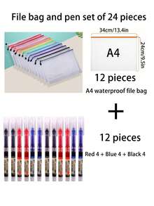 12 个网状拉链袋、文件夹、拼图收纳袋、A3/A4/A5/A6/B3/B4/B5/B6 尺寸 17"X12" 大号可重复使用拉链袋，用于整理教室、棋盘游戏、文具、玩具、发票、文件、旅行、衣服、工具、刷子、铅笔、化妆品、财务印章等、返校、学校用品 - 彩色 - 查看 10