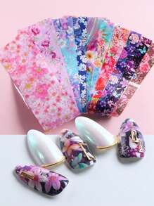 10 PÇS Adesivos de Folhas para Unhas Florais e Românticos, Designs de Lírio, Flor de Cerejeira, Folhas Rosa, Decalques para Unhas, Papel de Estrelas para Decoração de Unhas Acrílicas, Manicure, Suprimentos DIY para Unhas