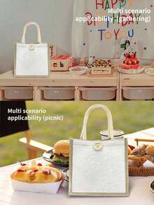 亚麻手提袋，空白手提袋，可重复使用的时尚多用途购物袋，会议礼品袋，DIY设计，简约优雅，适合作为伴娘、学生、返校、教师礼物，也是促销礼品、赠品、展览的理想之选，表面可进行丝网印刷、刺绣或热压印花。 - 彩色 - 查看 4