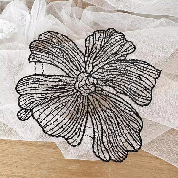 5pcs White Lace Flower Patch For Headpiece, Wedding Dress, Clothing Decoration