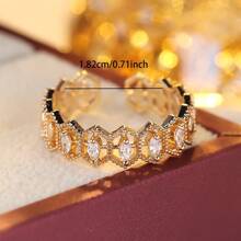 1pc Elegant Zirconia Open Ring Women Fashion Jewelry, Holiday Gift