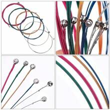 Set de 6 cuerdas de guitarra de colores múltiples, cuerdas de guitarra clásica con recubrimiento de aleación - Duradero recubrimiento arcoíris, apropiado para guitarras acústicas, mejora la calidad del sonido y el estilo