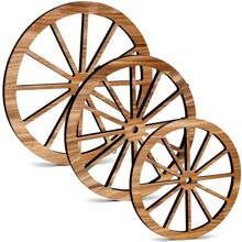 3 Pcs Wooden Wagon Wheel Decor, 3 Inch Vintage Western Style Wall Art, Farmhouse Wagon Wheel Rustic Yard Hanging Decor For Garden, Home, Bar, Garage
