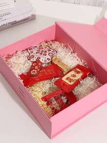 1pc Foldable Magnetic-Closure Ribbon Bow Gift Packaging Box, Presentation Box For Christmas, Holidays - Multicolor - View 7